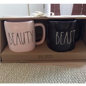 Rae Dunn BEAUTY and BEAST coffee mug gift set